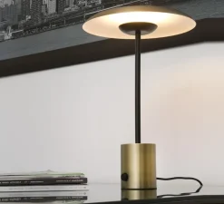 Lampe à poser, Hoshi, noir, laiton, LED, 930lm, 3000k, H40cm, Ø26cm - faro