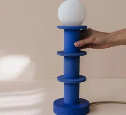 Lampe à poser, Idoia 3, bleu, Ø12,5cm, H30cm - Zuri