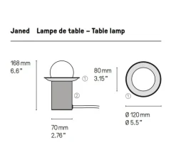 Lampe à poser, Janed, nickel satiné, Ø12cm, H16,8cm - CVL