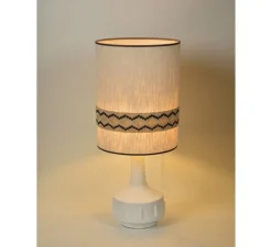 Lampe à poser, Jimmy L, blanc, beige et galon à motif, Ø32cm, H83cm - Market Set