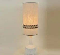 Lampe à poser, Jimmy XL, blanc, beige et galon à motif, Ø36cm, H121cm - Market Set