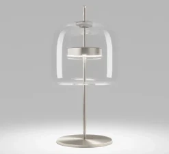 Lampe à poser, JUBE LT P, cristal transparent, laiton mat, LED, dim, 2700K, 2000 lm, L23cm, H55cm - Vistosi