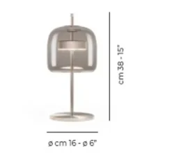 Lampe à poser, JUBE LT S , transparent fumé, laiton mat, LED, dim, 2700K, 1200 lm, Ø16cm, H38cm - Vistosi
