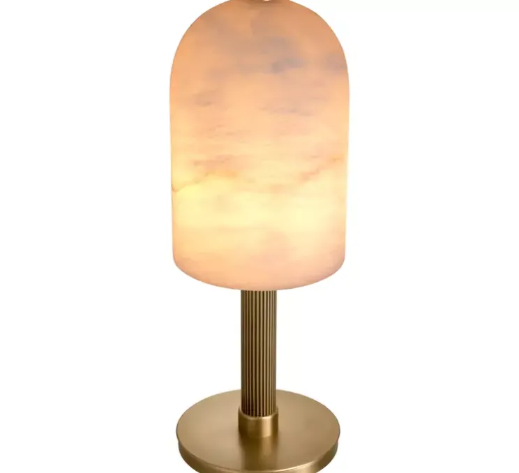 Lampe à poser, Kayla, Albâtre, laiton antique, Ø22cm, H61,5cm - Eichholtz