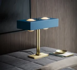 Lampe à poser, Kernel, bleu, laiton, LED, L40cm, H20cm - Bert Frank