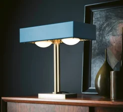 Lampe à poser, Kernel, bleu, laiton, LED, L40cm, H20cm - Bert Frank