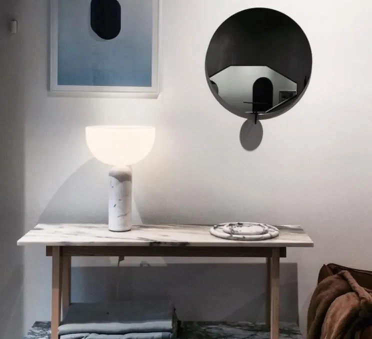 Lampe à poser, Kizu Large, marble blanc, et opalin, H45cm - Ø 30 cm - New Works