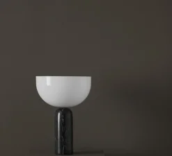 Lampe à poser, Kizu Small, Marbre noir, blanc, Ø25cm, H35cm - New Works