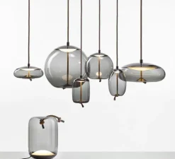 Lampe à poser, KNOT CILINDRO TABLE , gris fumé, LED, 2700k, 1660lm, Ø30cm, H42cm - Brokis