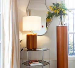 Lampe à poser, La grande lampe Charlotte, marron, abat-jour coton, Ø40cm, H68cm - Cosin