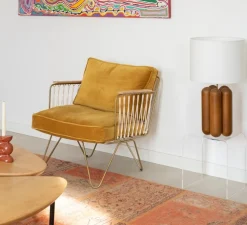 Lampe à poser, La grande lampe Charlotte, marron, abat-jour coton, Ø40cm, H68cm - Cosin