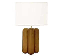 Lampe à poser, La lampe Charlotte, marron, abat-jour coton, Ø30cm, H55cm - Cosin