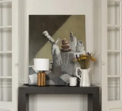 Lampe à poser, La petite lampe Charlotte, marron, abat-jour coton, Ø18cm, H32cm - Cosin