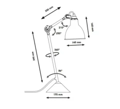 Lampe à poser, Lampe Gras 205, noir, rouge, L14cm, H59cm - Dcw éditions
