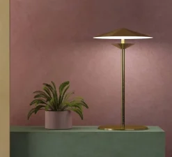 Lampe à poser, Laos, doré, LED, 3000K, 700lm, Ø25cm, H40cm - Kaishi