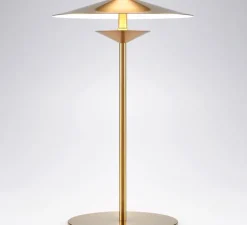 Lampe à poser, Laos, doré, LED, 3000K, 700lm, Ø25cm, H40cm - Kaishi