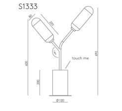 Lampe à poser, Lari, S1333, noir mat, cuir orange, LED, dim, 2700K, 1600 lm, L40cm, H69,5cm - Aromas del Campo