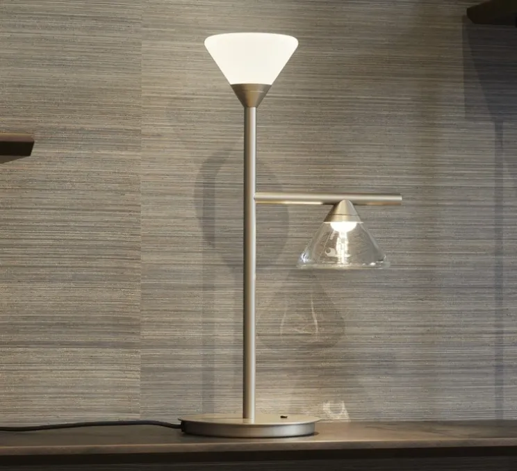 Lampe à poser, Lifa, 565.32, or chaud, globes opalin et transparent, IP40, LED, 2700K, 700 lm, L18cm, H49,5cm - Tooy