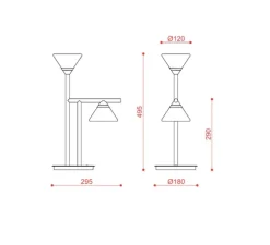 Lampe à poser, Lifa, 565.32, or chaud, globes opalin et transparent, IP40, LED, 2700K, 700 lm, L18cm, H49,5cm - Tooy
