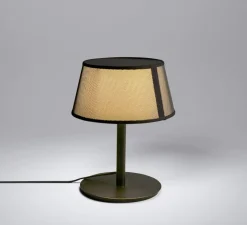 Lampe à poser, Lilly, 558.31, noir texturé, tissu beige et maille noire, Ø22cm, H28cm - Tooy
