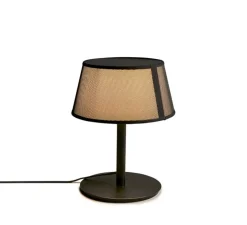 Lampe à poser, Lilly, 558.31, noir texturé, tissu beige et maille noire, Ø22cm, H28cm - Tooy