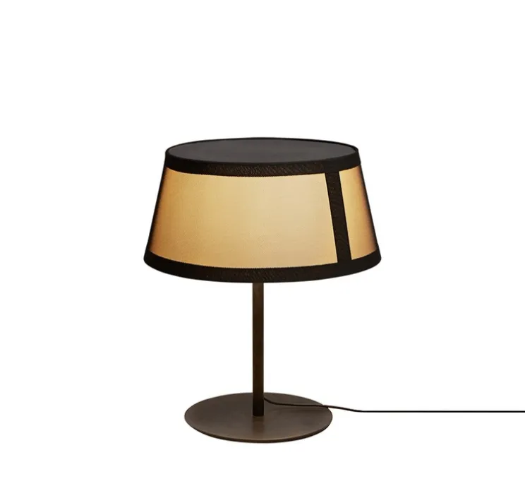Lampe à poser, Lilly, 558.32, noir texturé, tissu beige et maille noire, Ø50cm, H60cm - Tooy