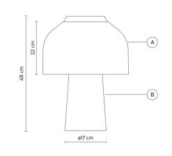 Lampe à poser, Lilly, verre fumé, gris fumé, Ø36cm, H48cm - Karman