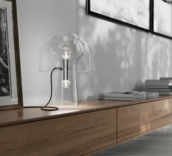 Lampe à poser, Lilly, verre transparent, transparent, Ø36cm, H48cm - Karman