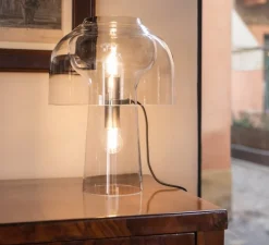 Lampe à poser, Lilly, verre transparent, transparent, Ø36cm, H48cm - Karman