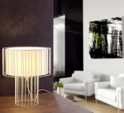 Lampe à poser, Linda, blanc, LED, H47cm, Ø40cm - Faro