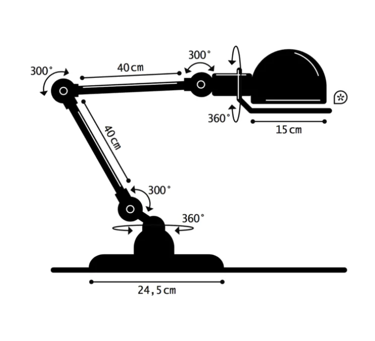 Lampe à poser, Loft D6440, 2 bras, vert olive, L65cm, H80cm - Jieldé