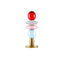 Lampe à poser, Léonor, bleu, rouge, opaque, Ø15cm, H41,7cm - Elements lighting