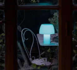 Lampe à poser, Lorosae, réédition d'Alavaro Siza, bleu océan, IP54, LED, dim, 2700K, 380 lm, Ø20cm, H25cm - Nemo Lighting