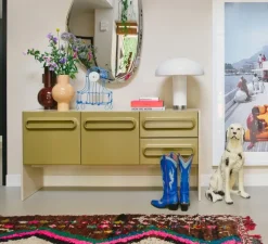 Lampe à poser, Lounge, blanc, chrome, Ø47cm, H49cm - HK Living