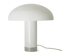 Lampe à poser, Lounge, blanc, chrome, Ø47cm, H49cm - HK Living