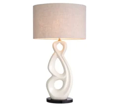 Lampe à poser, Macias, blanc craquelé, laiton antique, granite noir, L50cm, H89cm - Eichholtz