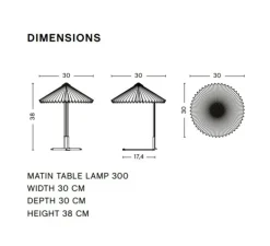 Lampe à poser, Matin 300, blanc, base miroir, LED, dim, 2800K, 150 lm, Ø30cm, H38cm - HAY