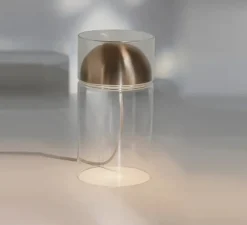 Lampe à poser, Medusa 254, or satiné, LED, 2700K, 500 lm, Ø15cm, H30cm - Oluce