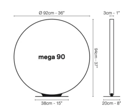 Lampe à poser, mega 90, noir, LED, 2700K, 1584lm, Ø92cm, H94cm - Le deun