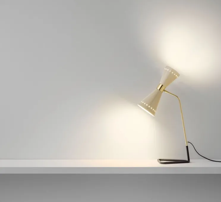 Lampe à poser, Megafono , ivoire, laiton, P31,1cm, H62cm - Stilnovo