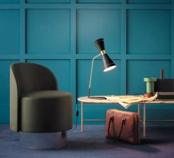 Lampe à poser, Megafono , noir, laiton, P31,1cm, H62cm - Stilnovo