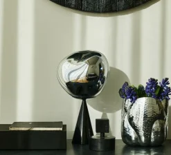 Lampe à poser, Melt Cone Fat, argent, LED, dim, 3000K, 800 lm, Ø25cm, H46,5cm - Tom Dixon