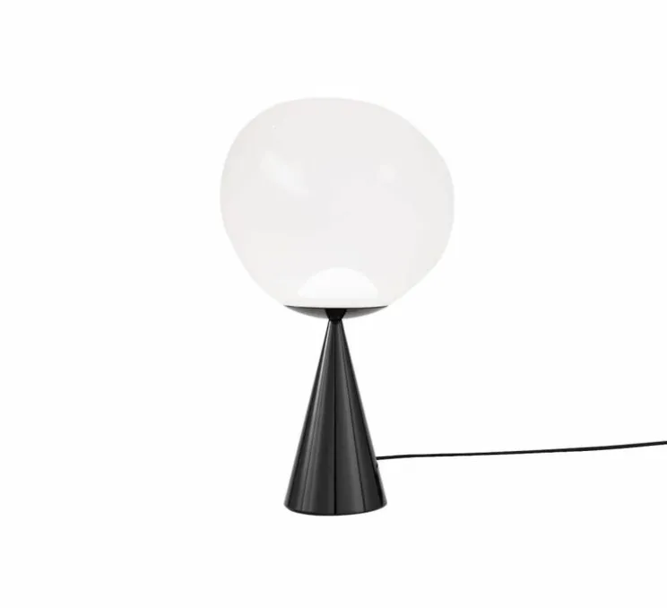 Lampe à poser, Melt Cone Fat, opal, noir, LED, dim, 3000K, 800 lm, Ø25cm, H64,5cm - Tom Dixon