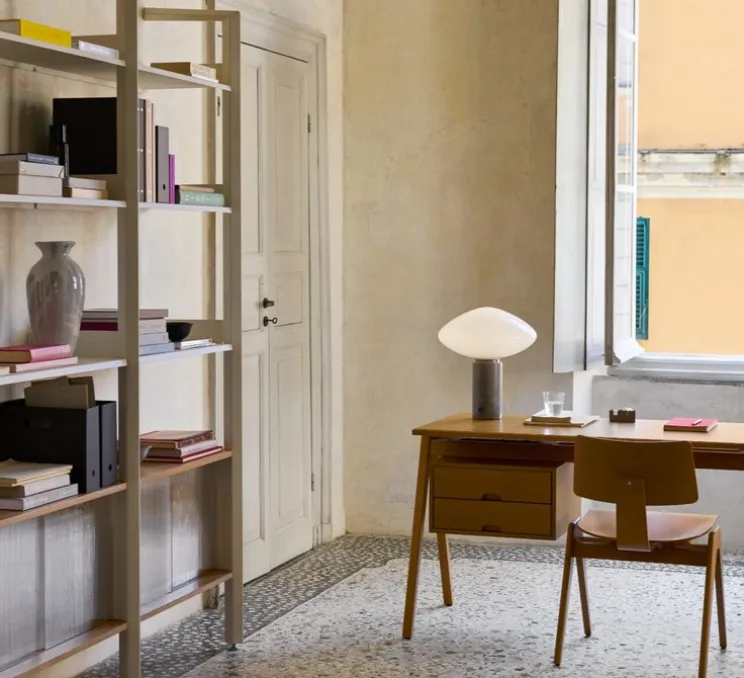 Lampe à poser, Mist AP17, marbre gris chaud, Ø37cm, H41cm - Andtradition