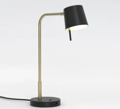 Lampe à poser, Miura Desk USB, base or mat, abat-jour noir mat, LED, 2700k, 367 lm, L15cm, H45,3cm - Astro