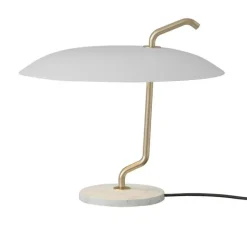Lampe à poser, Model 537, blanc et laiton, Ø40cm, H36cm - Astep