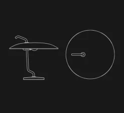 Lampe à poser, Model 537, blanc et laiton, Ø40cm, H36cm - Astep