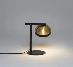 Lampe à poser, Molly, 556.31, dôme laiton brossé et bague noir texturé, IP40, LED, dim, 2700K, 800 lm, L17cm, H28cm - Tooy