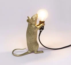 Lampe à poser, Mouse Lamp Step Standing, Souris, or, USB, L6cm, H14,5cm - Seletti