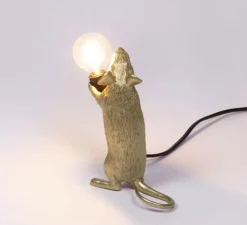Lampe à poser, Mouse Lamp Step Standing, Souris, or, USB, L6cm, H14,5cm - Seletti